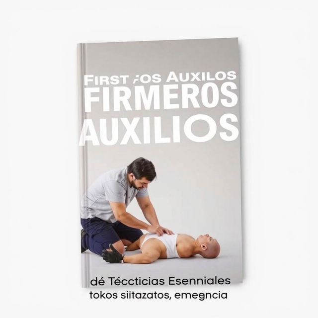 First Aid Manual cover featuring a scene where a person is calmly applying first aid to someone else