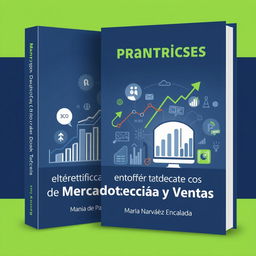 Cover design for a book titled "Manual de Prácticas de Casos Prácticos de Mercadotecnia y Ventas" by author María Vanessa Narváez Encalada