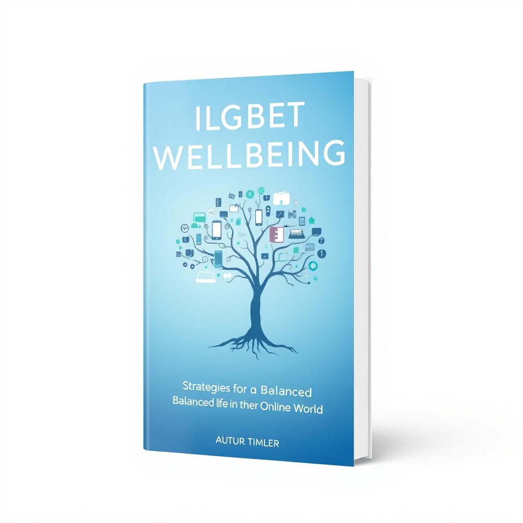 A book cover design for 'Digital Wellbeing: Strategies for a Balanced Life in the Online World'