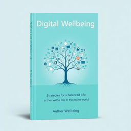 A book cover design for 'Digital Wellbeing: Strategies for a Balanced Life in the Online World'