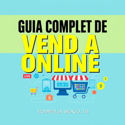 An eye-catching ebook cover for "Guia completo de vendas online pra pequenos negocios"