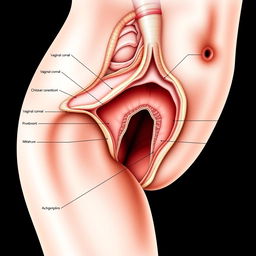 A detailed anatomical illustration of the human vagina, showcasing its intricate structure and layers