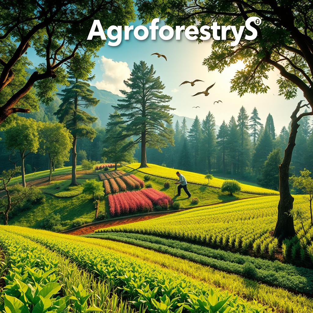 A vibrant and captivating cover art representing the theme of agroforestry