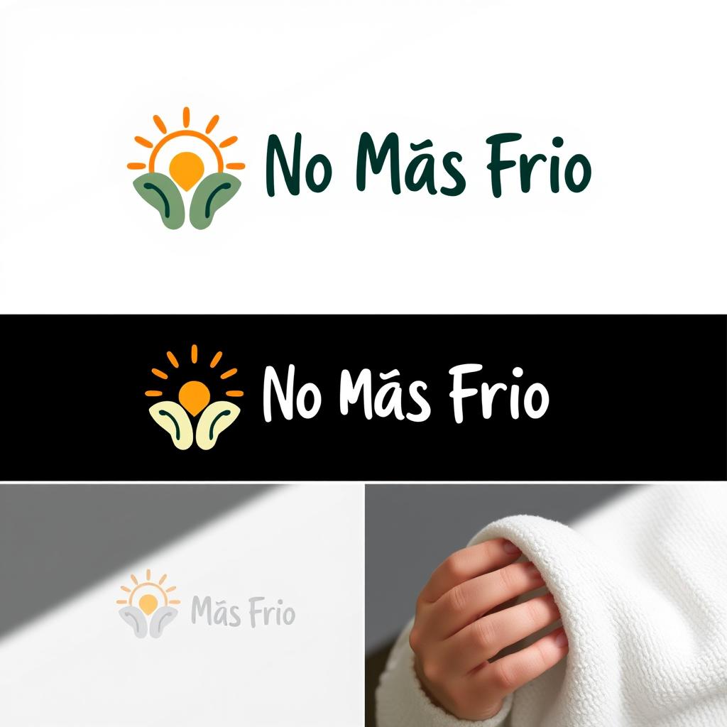 A logo design for a foundation named "No Más Frío", which focuses on donating blankets and providing warmth and care to people in need