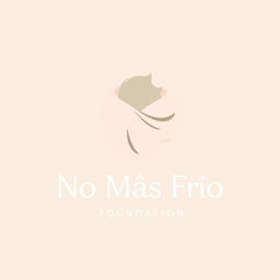 A minimalistic logo design for a foundation named "No Más Frío", which is dedicated to providing warmth and care to those in need