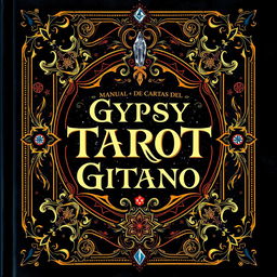 Cover of the Gypsy Tarot Card Manual, featuring an ornate design with mystical symbols and a dark, mysterious background