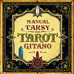 Cover of the Gypsy Tarot Card Manual, featuring an ornate design with mystical symbols and a dark, mysterious background