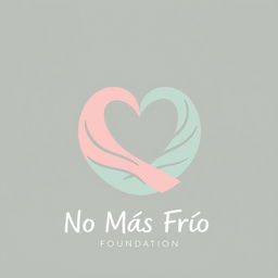 Logo design for a foundation named "No Más Frío", using the shape of a blanket wrapping in an embrace as the central element