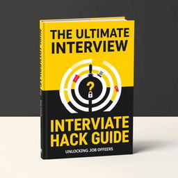 A minimalist book cover design illustrating a job seeker's journey through the interview process symbolized by navigating a chakravyuha