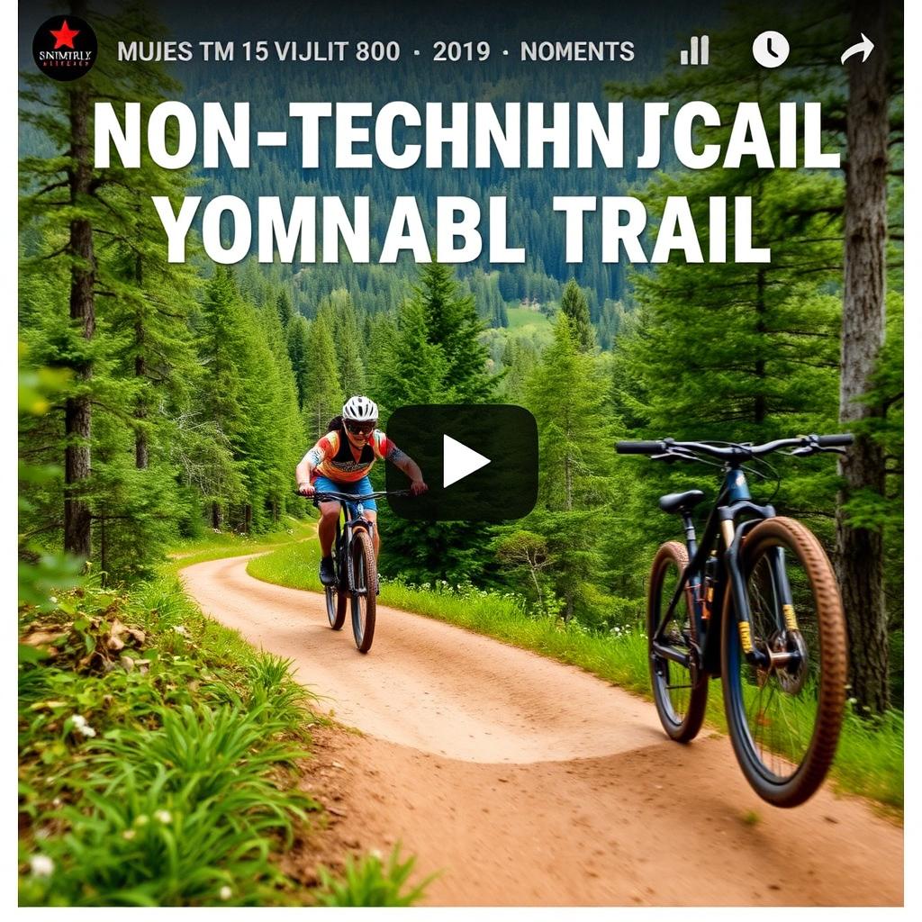 A thrilling YouTube thumbnail showcasing a mountain biker descending a non-technical trail