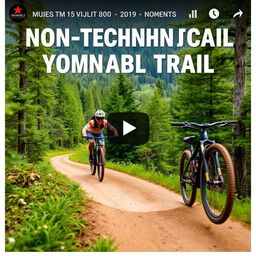 A thrilling YouTube thumbnail showcasing a mountain biker descending a non-technical trail