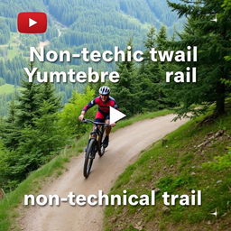 A thrilling YouTube thumbnail showcasing a mountain biker descending a non-technical trail