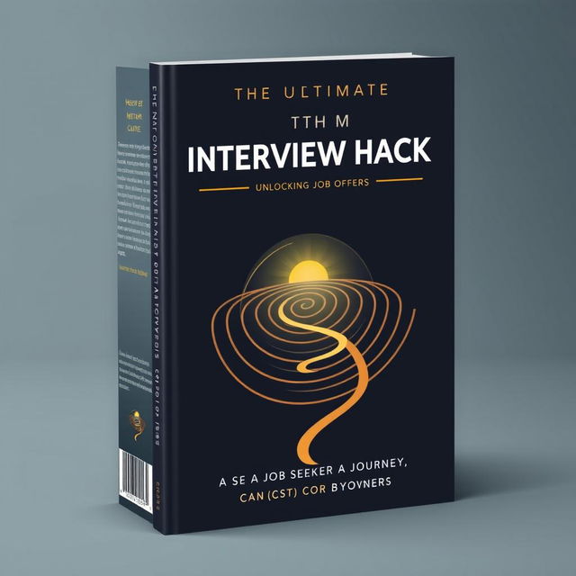 Book cover design for "The Ultimate Interview Hack Guide - Unlocking Job Offers" highlighting a job seeker's journey through the interview process, symbolized by navigating a chakravyuha (ancient Indian labyrinth formation)