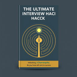 Book cover design for "The Ultimate Interview Hack Guide - Unlocking Job Offers" highlighting a job seeker's journey through the interview process, symbolized by navigating a chakravyuha (ancient Indian labyrinth formation)