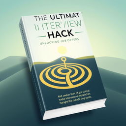 Book cover design for "The Ultimate Interview Hack Guide - Unlocking Job Offers" highlighting a job seeker's journey through the interview process, symbolized by navigating a chakravyuha (ancient Indian labyrinth formation)