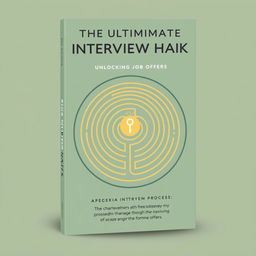 Book cover design for "The Ultimate Interview Hack Guide - Unlocking Job Offers" highlighting a job seeker's journey through the interview process, symbolized by navigating a chakravyuha (ancient Indian labyrinth formation)