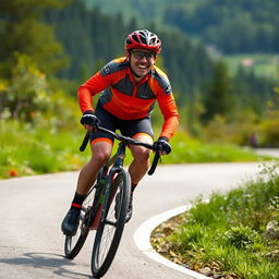 Miniatura emocionante para un video de YouTube mostrando a un ciclista de montaña descendiendo por un sendero no técnico