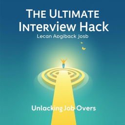 Book cover design for "The Ultimate Interview Hack Guide - Unlocking Job Offers" showcasing a job seeker's journey through the interview process, symbolized by navigating a chakravyuha (ancient Indian labyrinth formation)