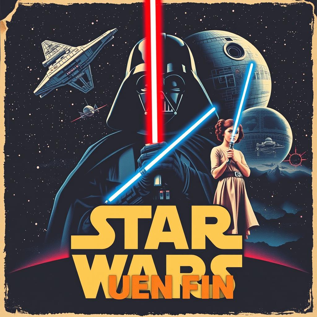 A vintage-style poster for Star Wars with the phrase "Buen Fin" featured prominently