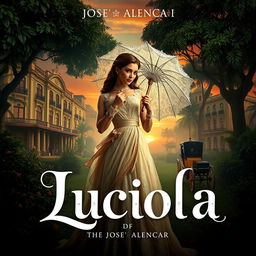 A captivating movie cover for the adaptation of "Lucíola" by José Alencar, set in the 19th century