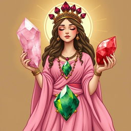 A captivating image of the Goddess of Love, adorned in a pink flowing dress that emanates warmth and affection