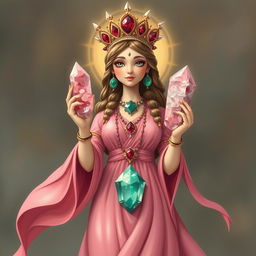 A captivating image of the Goddess of Love, adorned in a pink flowing dress that emanates warmth and affection