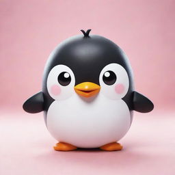 A cute kawaii penguin with big sparkling eyes, a cheerful smile, and soft, rounded edges for an adorable look.