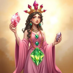 A captivating image of the Goddess of Love, gracefully wearing a pink flowing dress that radiates warmth and affection