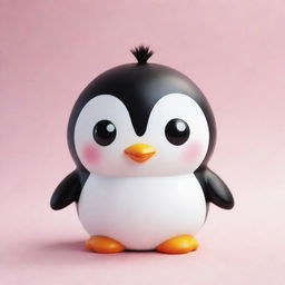 A cute kawaii penguin with big sparkling eyes, a cheerful smile, and soft, rounded edges for an adorable look.