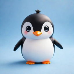 A cute kawaii penguin with big sparkling eyes, a cheerful smile, and soft, rounded edges for an adorable look.