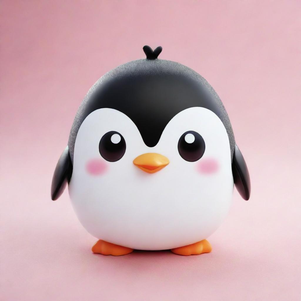 A cute kawaii penguin with big sparkling eyes, a cheerful smile, and soft, rounded edges for an adorable look.