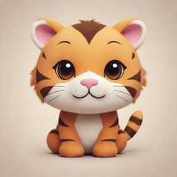 An adorable kawaii-style tiger with mesmerizing eyes and a rounded body. It has pleasing, fluffy tiger stripes and a sweet, playful expression.