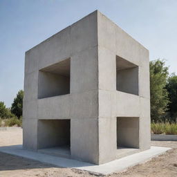 An intricate and unique architectural sculpture created from a 6 by 6 meters cube of raw concrete