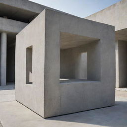 An intricate and unique architectural sculpture created from a 6 by 6 meters cube of raw concrete