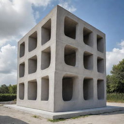 An intricate and unique architectural sculpture created from a 6 by 6 meters cube of raw concrete