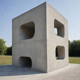 An intricate and unique architectural sculpture created from a 6 by 6 meters cube of raw concrete