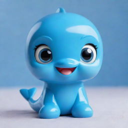 A charming kawaii-style dolphin with large expressive eyes and a sleek, rounded body. It radiates with a cheerful aura, glowing in lustrous shades of blue.