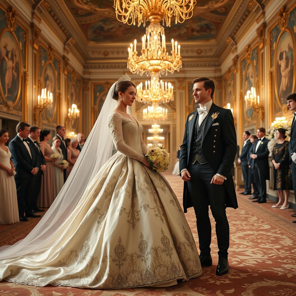 A historical wedding scene with a princess theme