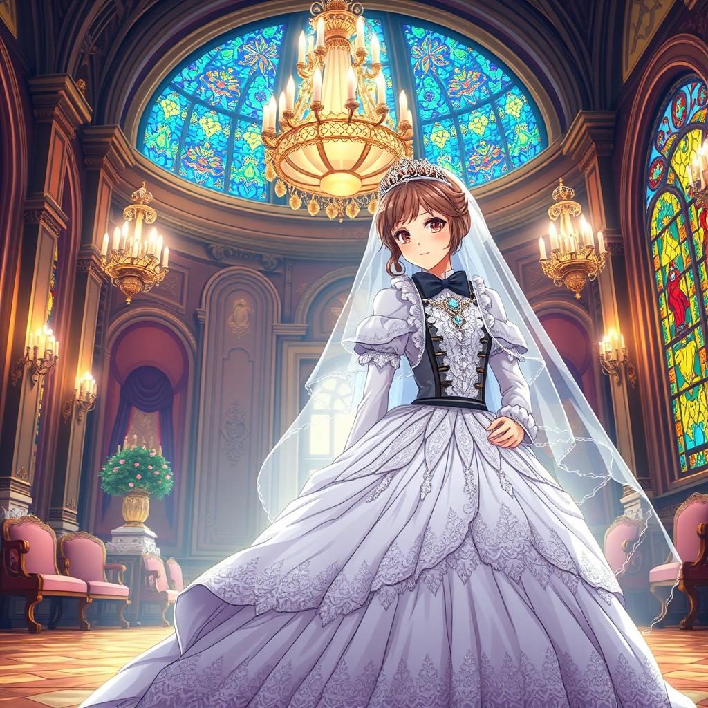 An anime-style historical wedding scene featuring a princess theme