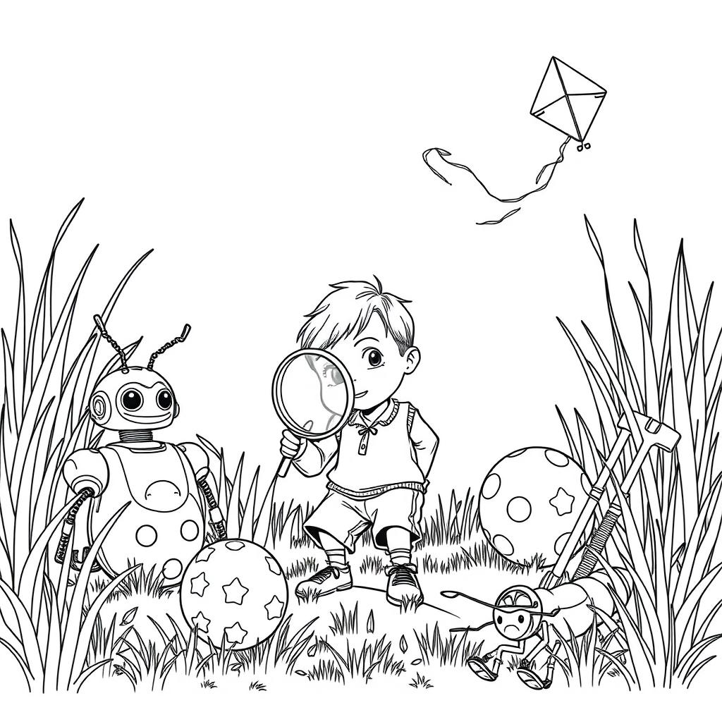 A surreal, fictional coloring page with clearly defined lines on a white background