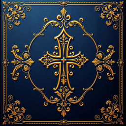 A classic religious book cover design featuring intricate ornamental patterns inspired by historical religious art