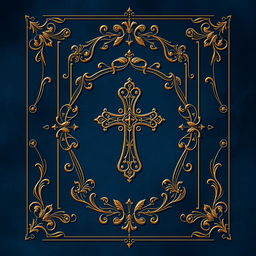 A classic religious book cover design featuring intricate ornamental patterns inspired by historical religious art