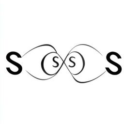 Design a logo with the letters 'S' and 'S' located on an infinity symbol, encircled by an infinity shape that also represents a camera.