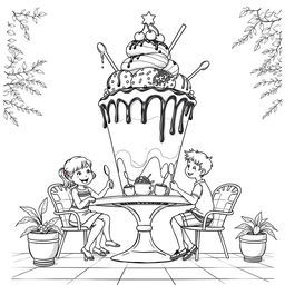 A surreal, fictional coloring page with clearly defined lines on a white background