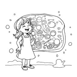 A surreal, fictional coloring page with clearly defined lines on a white background