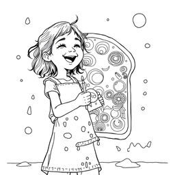 A surreal, fictional coloring page with clearly defined lines on a white background