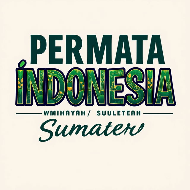 T-shirt design featuring the bold and captivating text 'PERMATA INDONESIA WILAYAH SUMATERA'