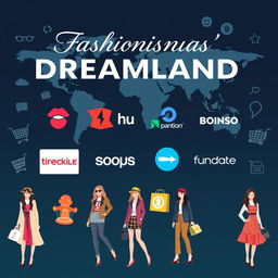 An informative digital illustration depicting some of the best online clothing stores, presented as a colorful collage of their logos and stylish outfits from each store