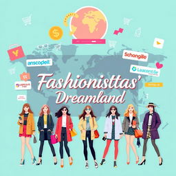 An informative digital illustration depicting some of the best online clothing stores, presented as a colorful collage of their logos and stylish outfits from each store