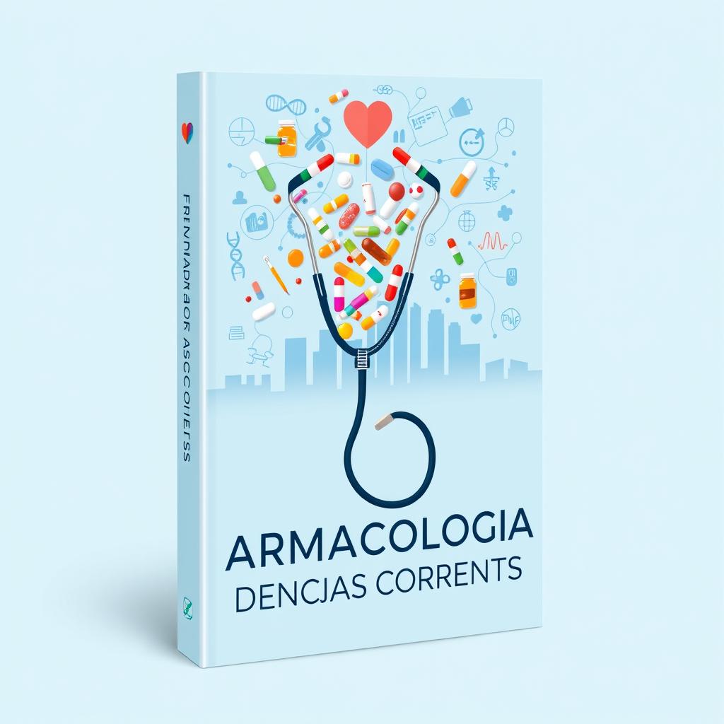 A captivating book cover design titled "Farmacologia e Doenças Correntes"